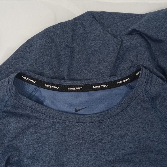 NIKE PRO Men's Blue Dri-fit Short Sleeve Crew Neck Shirt Slim Fit Size Small - Picture 6 of 8